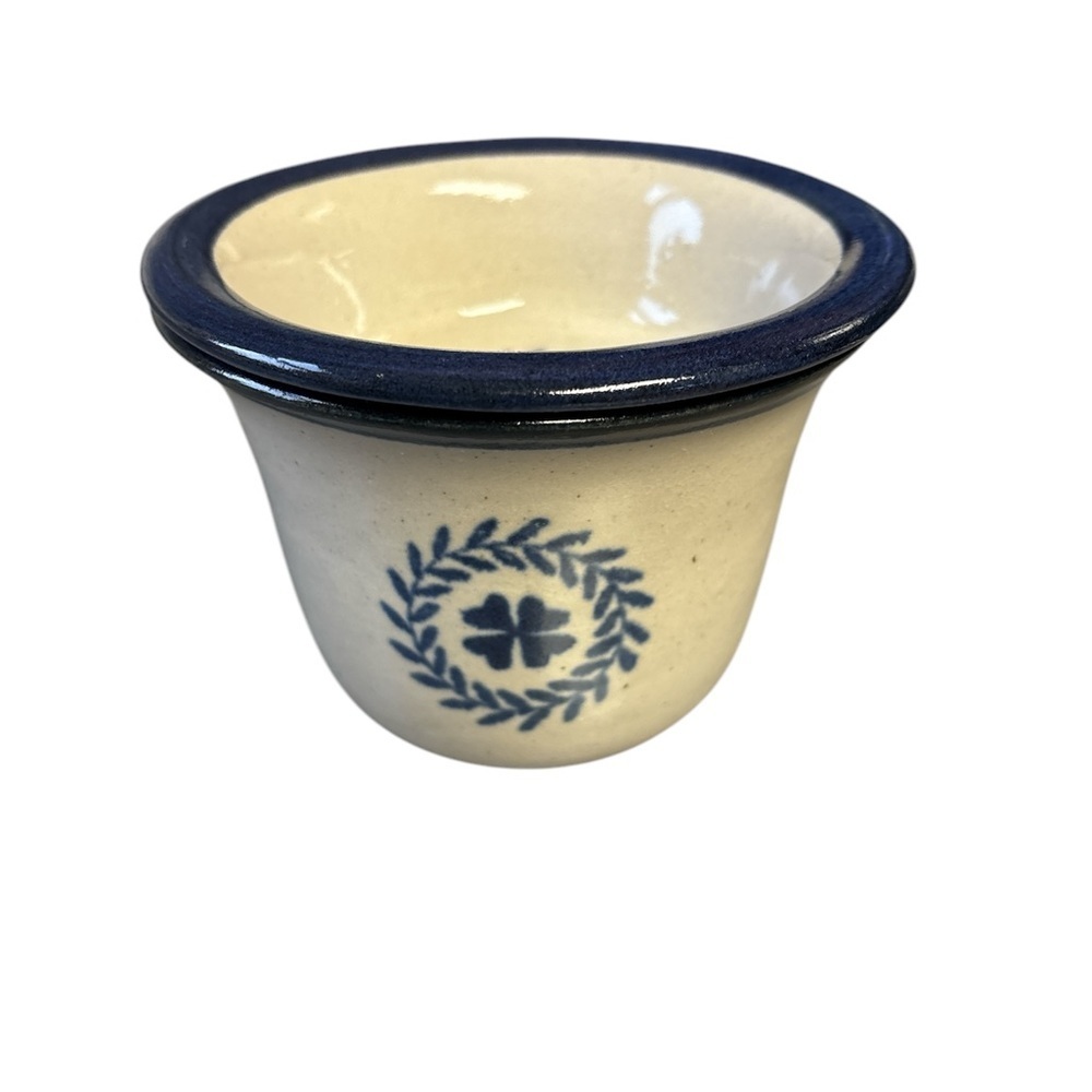 Brinker Pots Pottery Butter Dip Crock Cobalt Blue Strasburg PA Country 1994